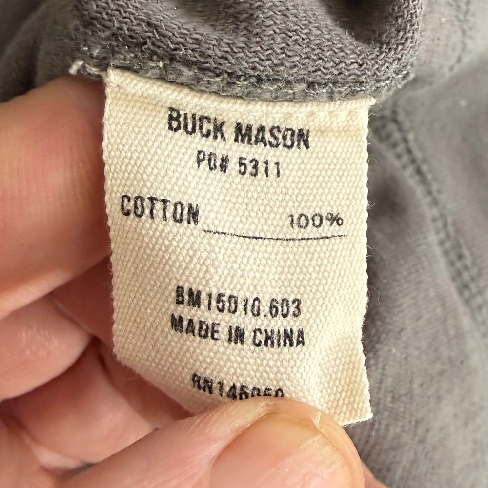 Buck Mason Slub Cotton Crewneck Sweatshirt Charcoal Gray Mens Medium Pullover - Picture 5 of 8